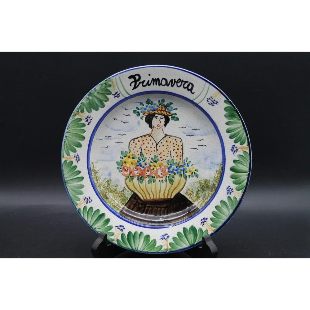 Set of 4 Italian Seasons Hand Painted Decorative Plates 9.5